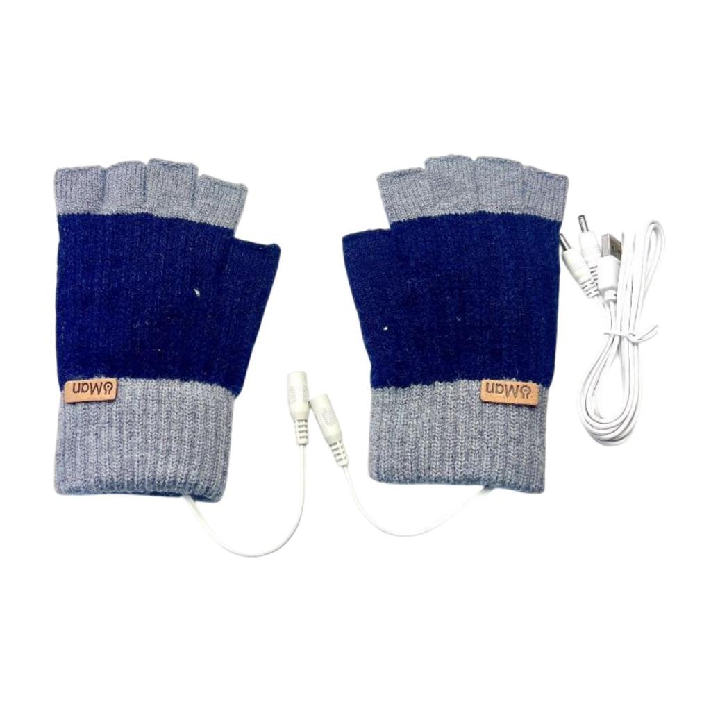 USB Heated Gloves Half Finger for Men Women Knitting Electric Heating Hand