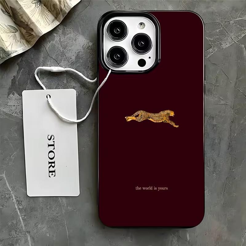 

Модный бордовый чехол для телефона с леопардовым принтом для iPhone 17 Pro Чехол iPhone 11 12 13 14 15 16 Pro Max 17 Air X XS 7 8 Plus 16E Чехол iPhone 13 Pro