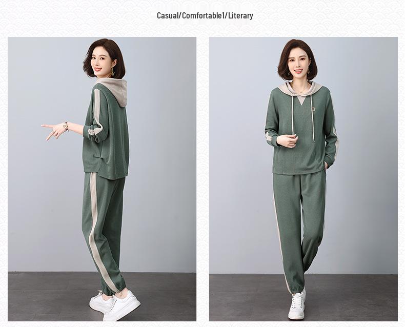 Women's Plus Size Autumn Two-Piece Set: Fashionable Sweatshirt & Loose Sportswear Pants