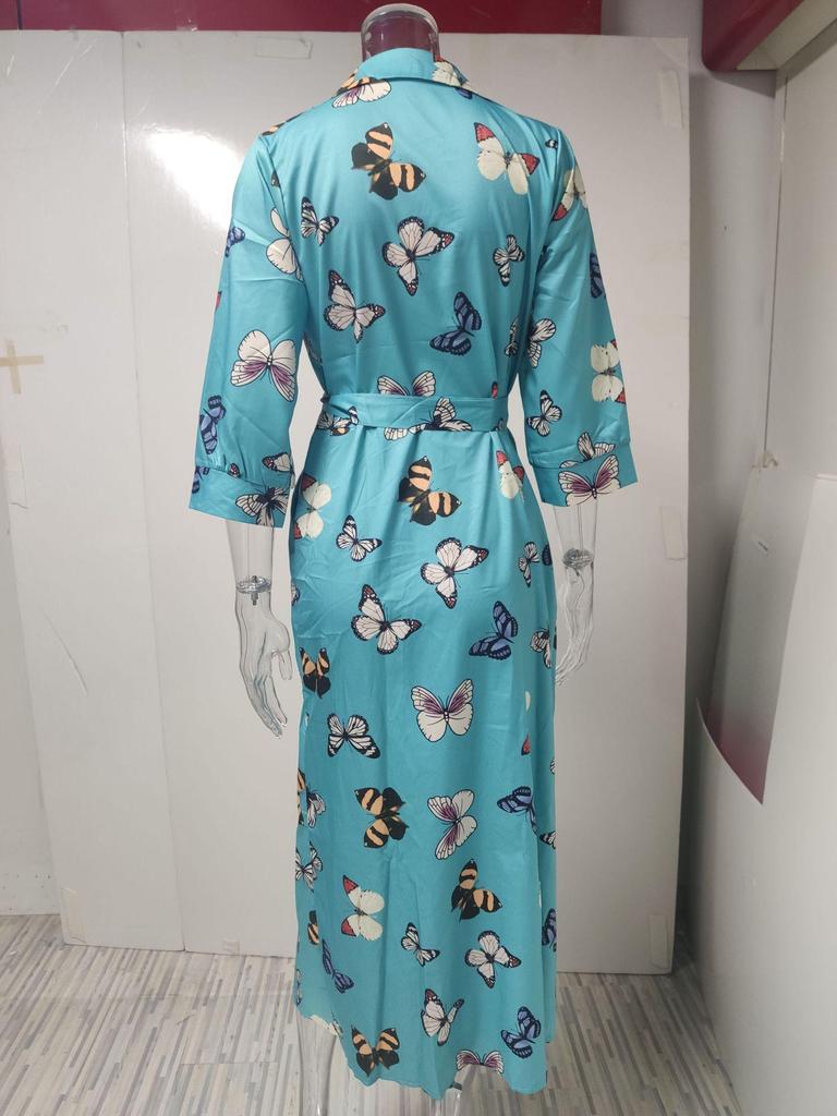 Women's Fashion V-neck Print Long Sleeve Bodycon Dress 2025