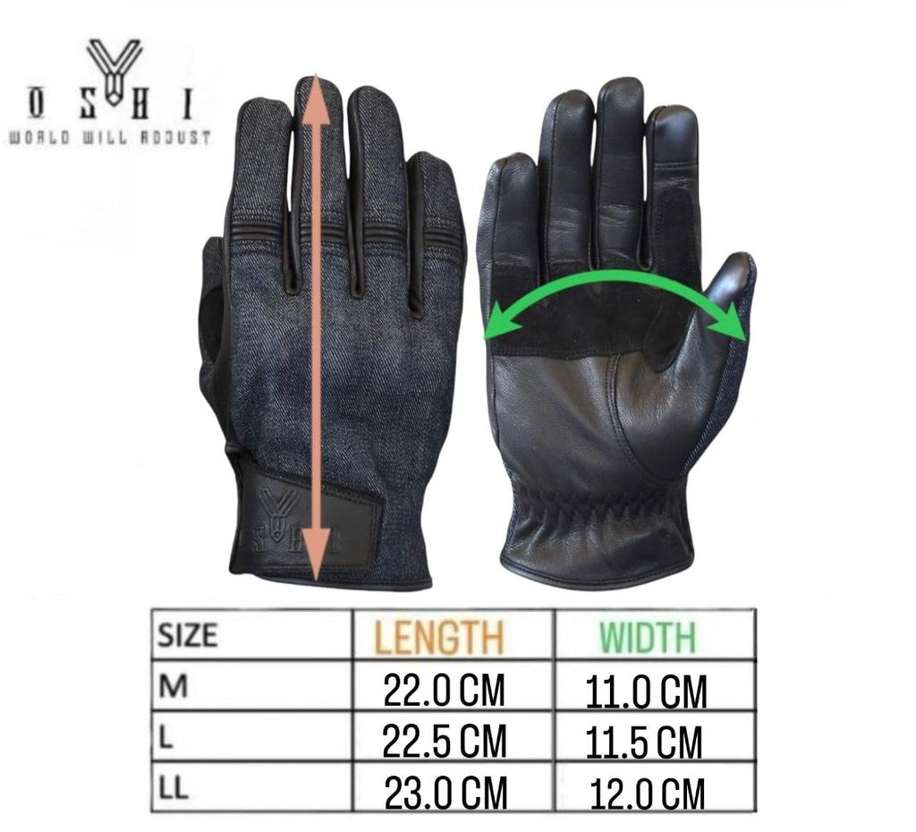 Stretch Denim and Goat Leather Biker Available In Three Colors and with Protective Touchscreen for Motorcycles and Cycling Gloves, (black, Tan,