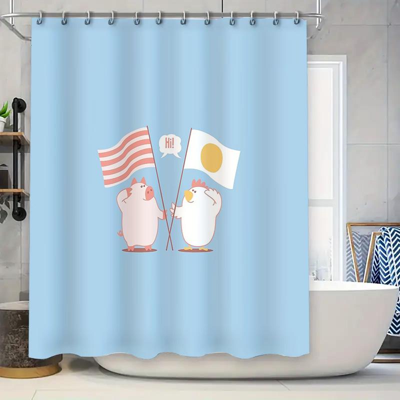 

Cute Farm Animals Shower Curtain Chicken Coop Farmhouse Bathroom Decor Rustic Poultry Hen Shower Curtain Set W60H190(CM)-1 Pcs
