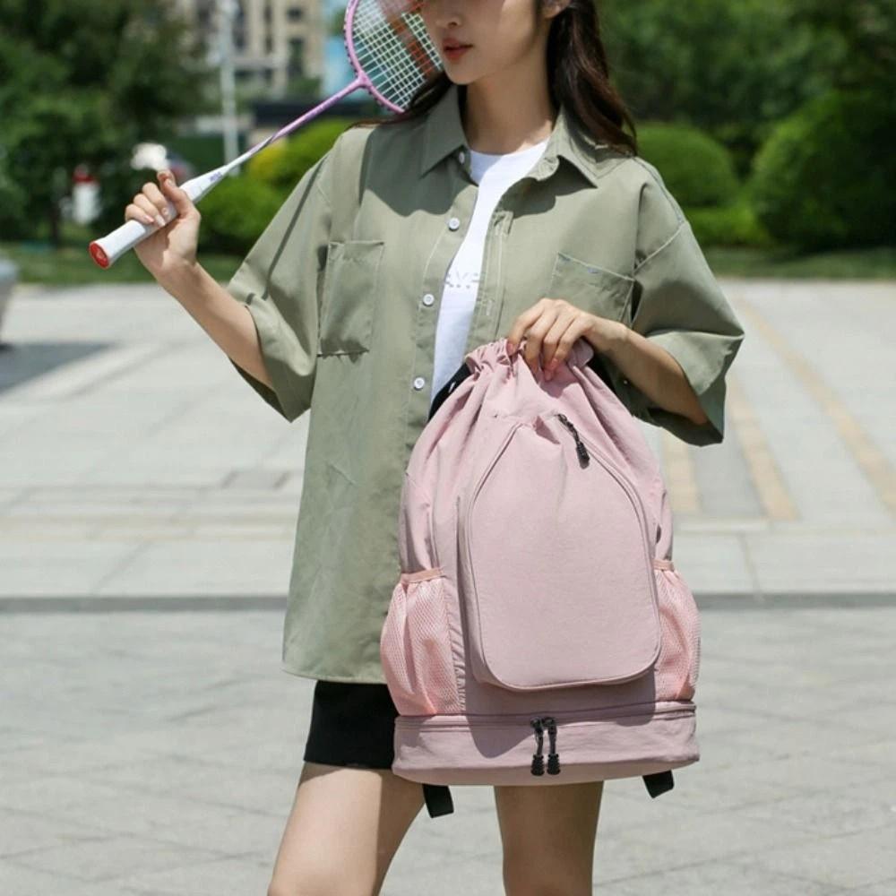 Large Capacity Tennis Racket Backpack Drawstring Fitness Bag Exercise Gym Equipment
