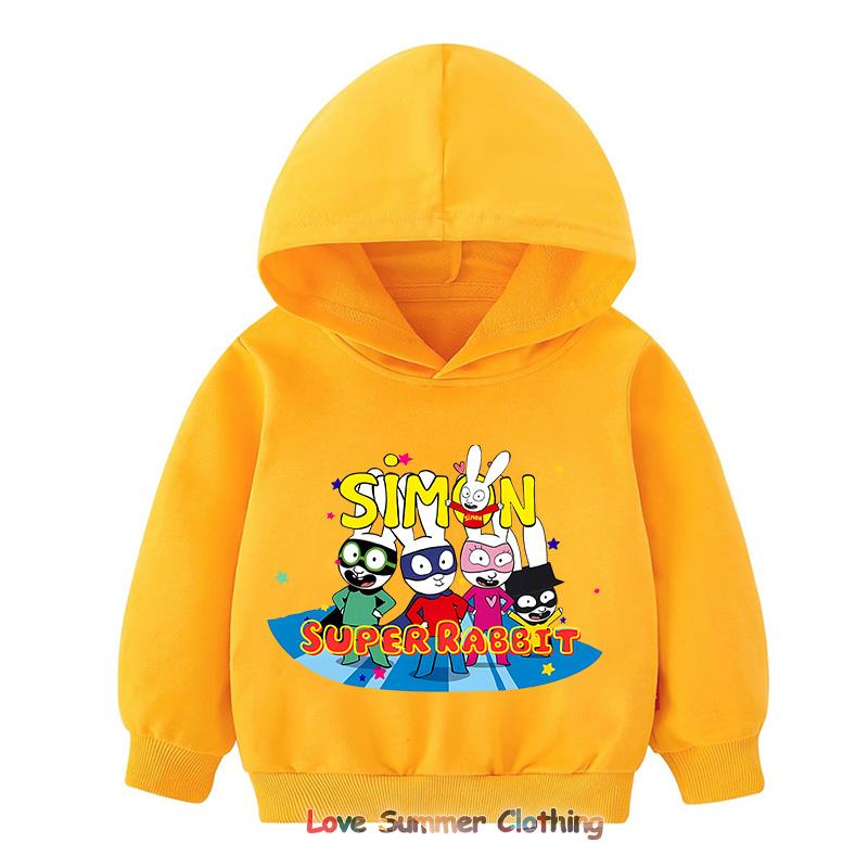 Simon Super Rabbit Hoodie Cute Boys and Girls Cartoon Sweatshirt Children Pullover Casual Soft Kawaii Top Autumn