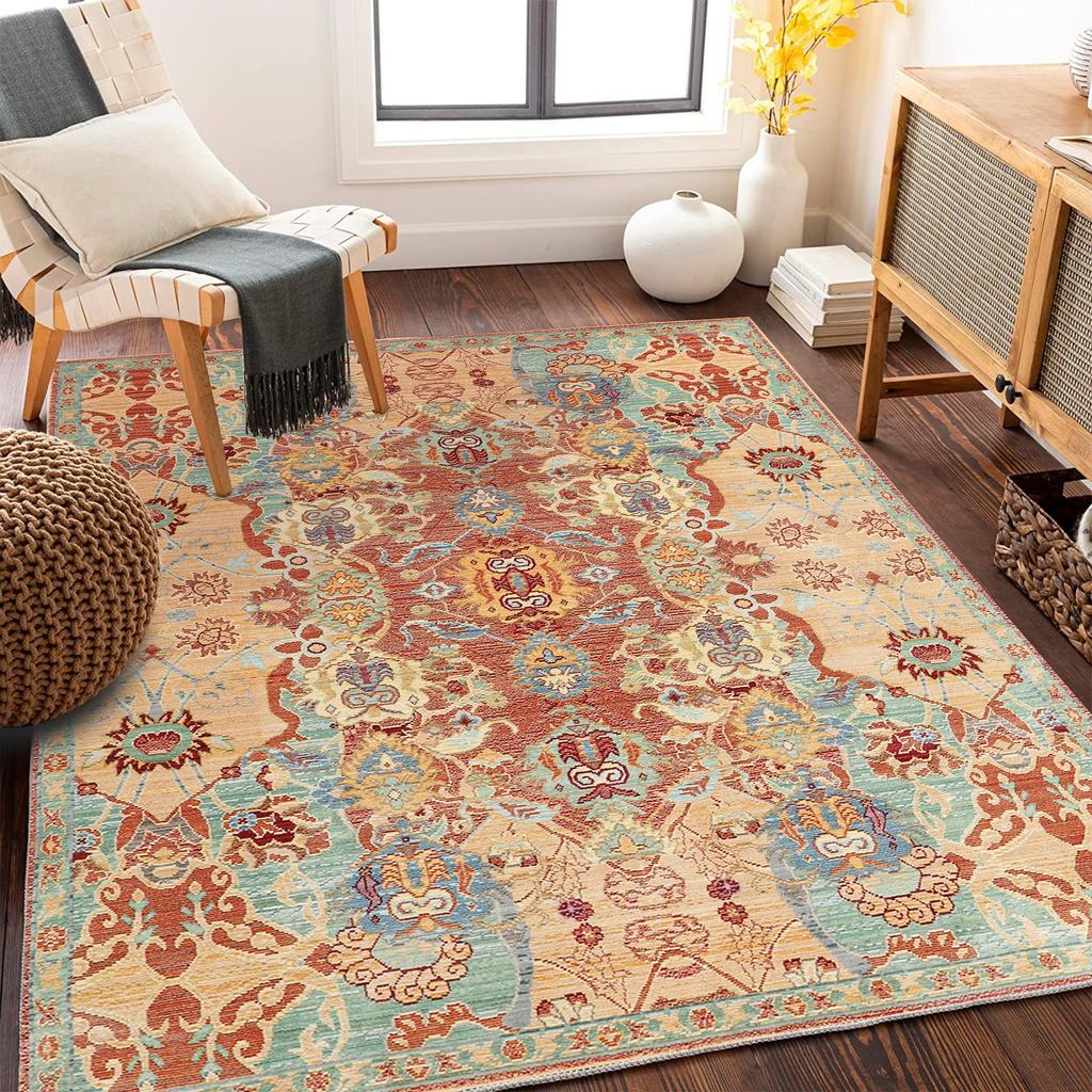 American Country Style Retro Carpet Living Room Sofa Bedroom Study Kitchen Entrance Door Rug Non-slip Light Luxury Decor Mat