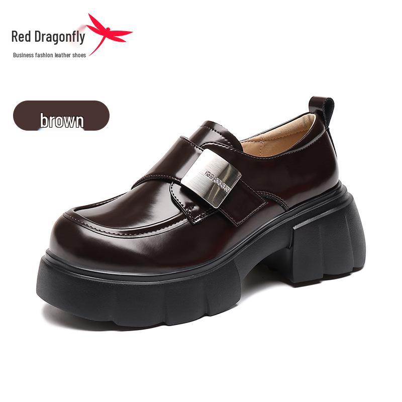 Red Dragonfly Women s Casual Leather Height-Increasing Loafers, Summer 2025 Collection. 35 коричневый