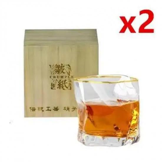 Japanese Edo Designer Crumple Paper Irregular Shape Crystal Faceted Der Whiskybecher Whiskey Whisky Rock Glass Artwork Wine Cup