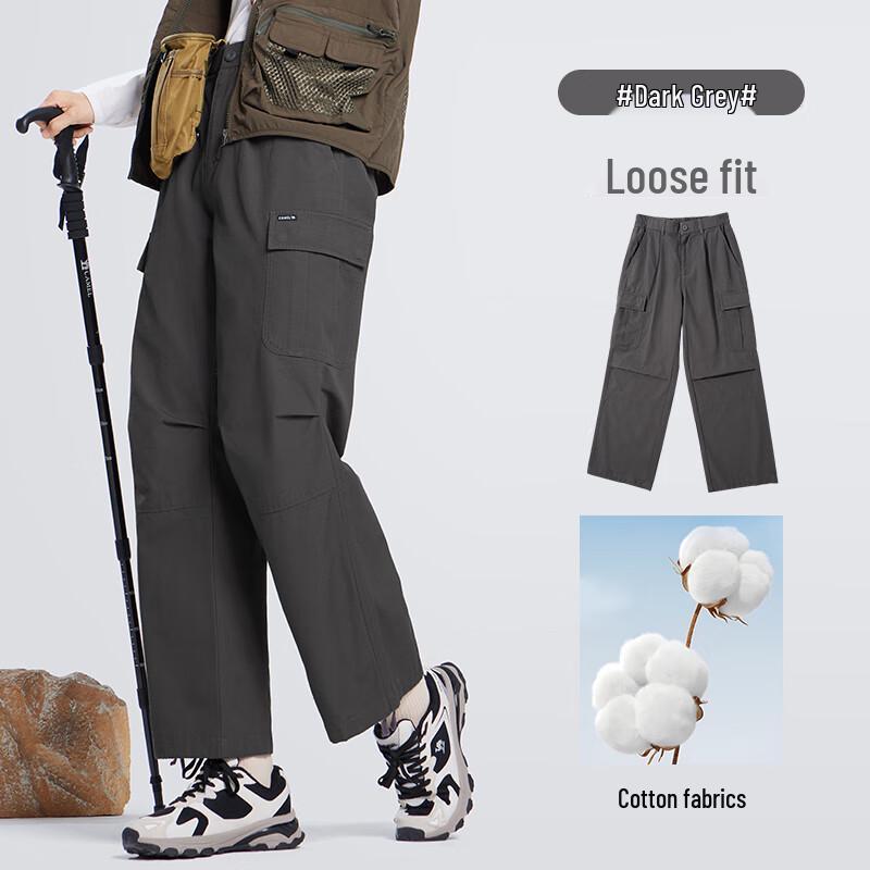 

CAMEL M24CAWI717 Unisex Cotton Straight-Leg Cuffed Cargo Pants S