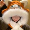 Cute Raccoon Hat Scarf Set With Movable Ears For Women Winter Warmth
