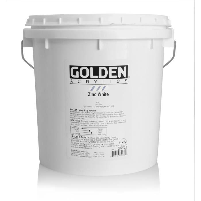 Peinture Acrylique - GOLDEN - Blanc Zinc S1 - 3,78 L - Haute Qualité - Expédition Rapide