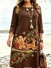 Christmas Dress Women Casual Pullover Snow Print Mini Dress Lady Autumn Long Sleeve Party Dresses Female Xmas Mini Dress Winter