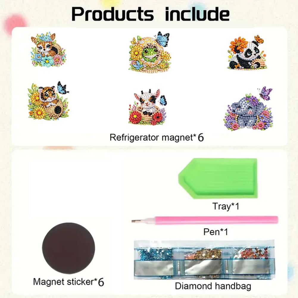 6 Stuks DIY Diamant Schilderen Koelkastmagneten Diamant Schilderen Magneten Set Kristallen Sprankelende Diamant Magneten Set voor Huisdecoratie