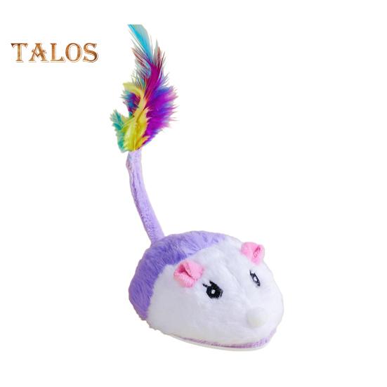 Elektrisches Maus-Katzenspielzeug, wiederaufladbar über USB, interaktives Kätzchenspielzeug mit Federschwanz, automatisch bewegliche Plüschmaus für Hauskatzen