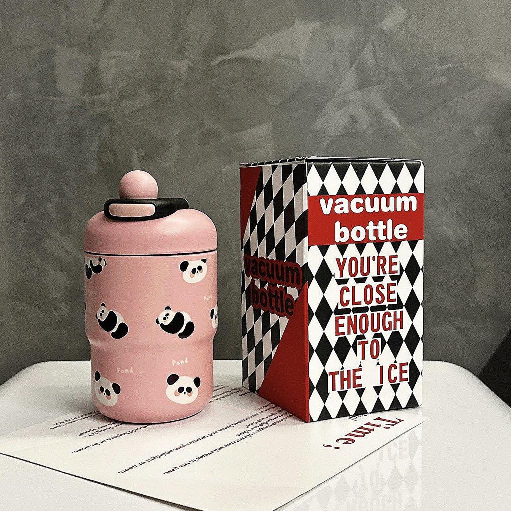 Stilvolle tragbare Edelstahl-Thermoskanne mit Cartoon-Motiv für Frauen und Paare