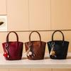 Retro Red Bucket Bag for Women Autumn and Winter Niche Bride Wedding Bag Handheld Commuter Crossbody Bag