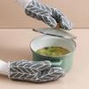 Baking Gloves, Thickened Cotton Grid Oven Mitts Kitchen Potholders Pad Heat Resistant Thermal Anti-heat Take Hot Pot Cooking