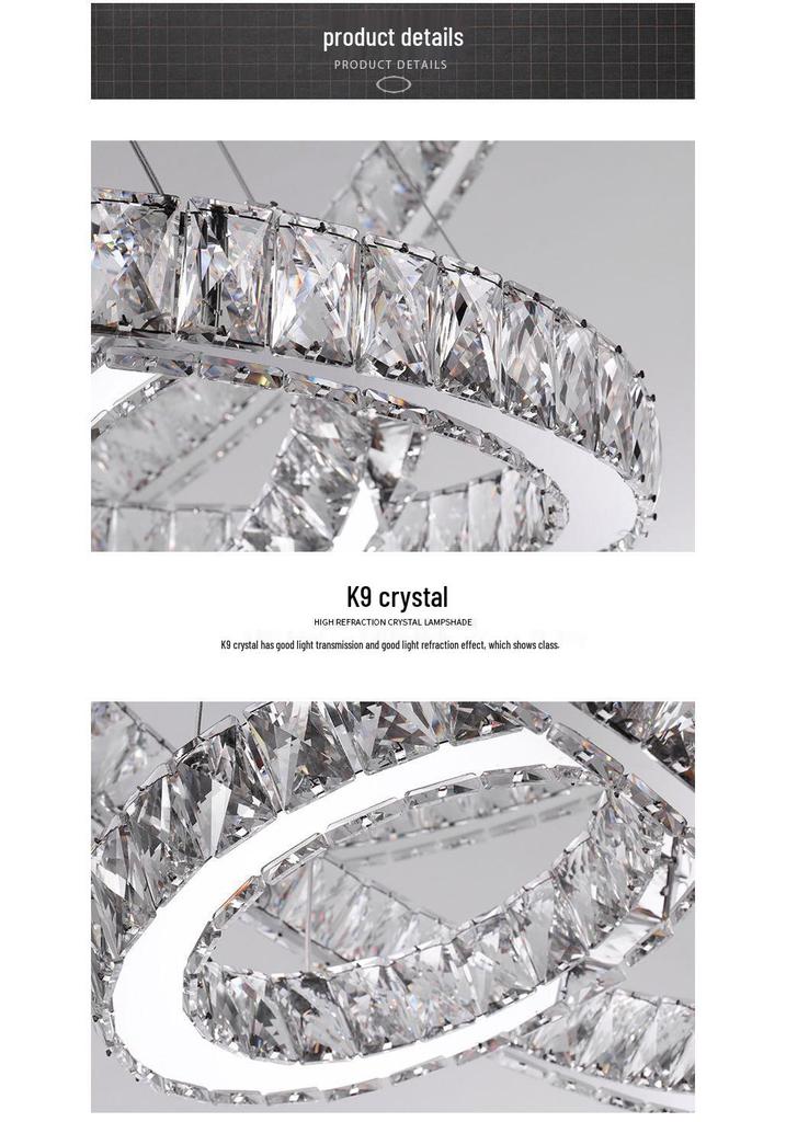 Modern Crystal Chandelier - Round Pendant Light for Dining & Living Rooms