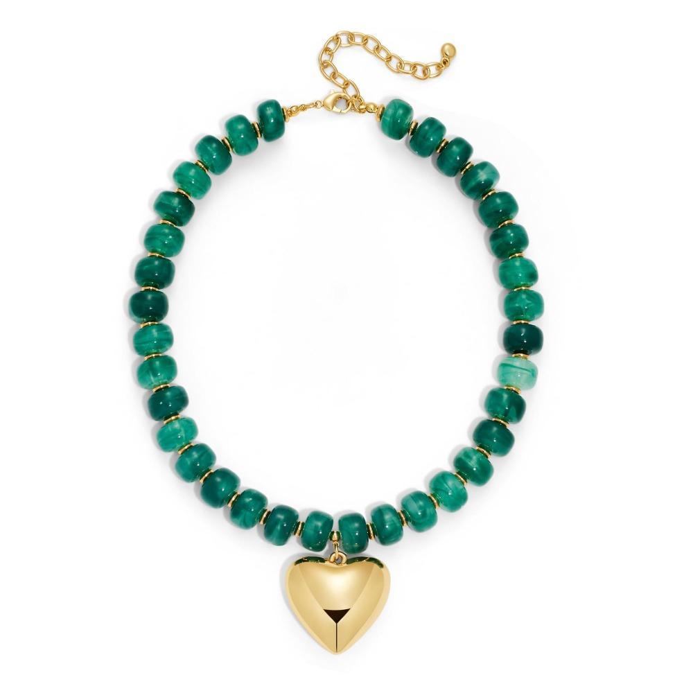 Chunky Acrylic Beaded Choker Necklace Colorful Statement Clavicle Chain Summer зелёный