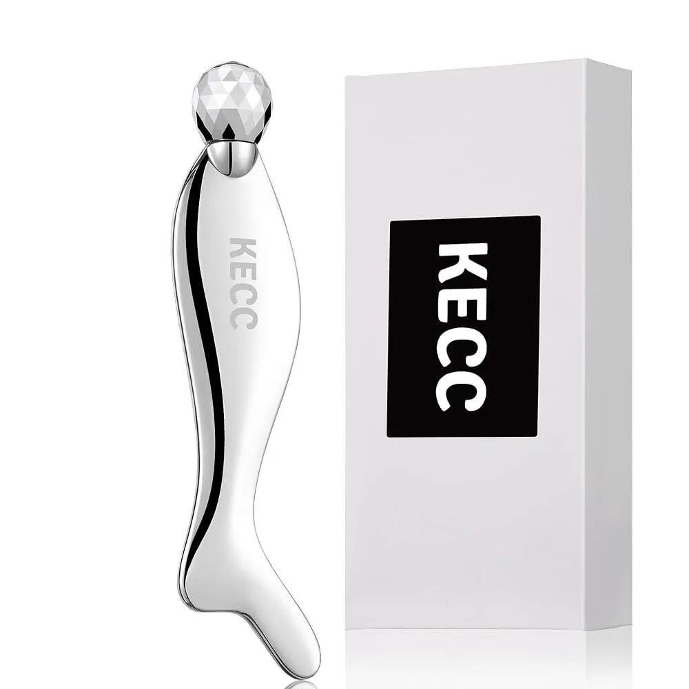

KECC Gua Sha Facial Massager Fishtail Stainless Steel Cold Roller Stick for Face & Eyes Crescent Line Jaw Lift Tightening Peel