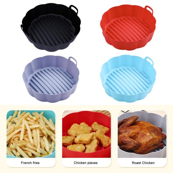 Air Fryer Liner Silicone Baking Tray High Temperature Resistant Pizza Pan Air Fryer Basket Accessory