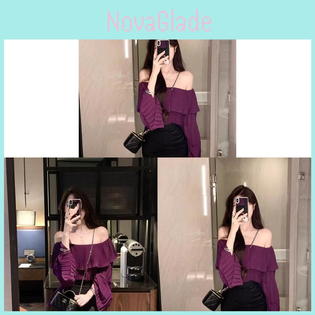 Romantische Französische Off-Shoulder Chiffonbluse Mit 3D-Druck Für Elegante Damen