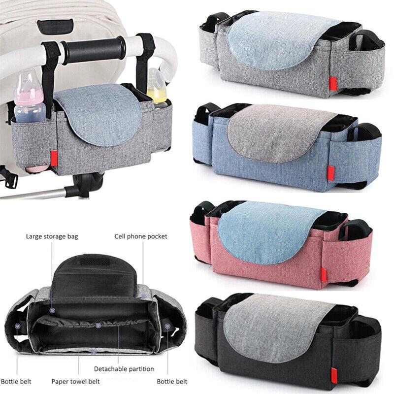 Baby Organiser Pram Mummy Bag Storage Buggy Stroller Pushchair Bottle Cup Holder