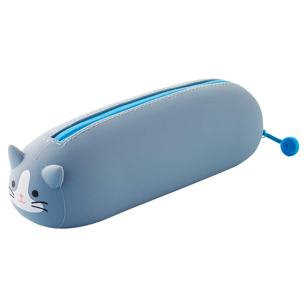 LIHIT Punilabo Animal Silicone Pen Cat [Opabinia] [LIHIT LAB.] LAB. Pouch/Pencil Case/Pencil Case, Brown-and-White