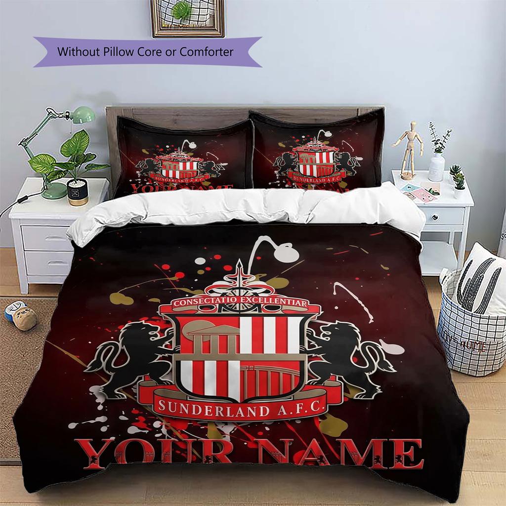 Sunderland A.F Custom Name Pattern Bedding,Quilt Set Quilt Cover Pillowcase Home Birthday Gift(1 * duvet cover + 2 * pillowcase, without core)