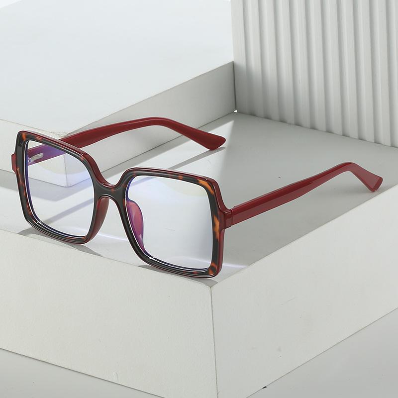 Trend Personalized Contrasting Color Anti-Blue Glasses, Simple Large Frame Plain Flat Glasses Tr Ferrule Glasses Frame