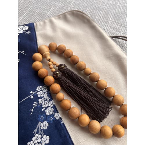 Handmade Men's Prayer Beads by Gaihaku, 15mm Main Beads, Made of Natural Wood, Luster and Fragrance Enhance with Age, Includes Prayer Bead Bag, Perfec