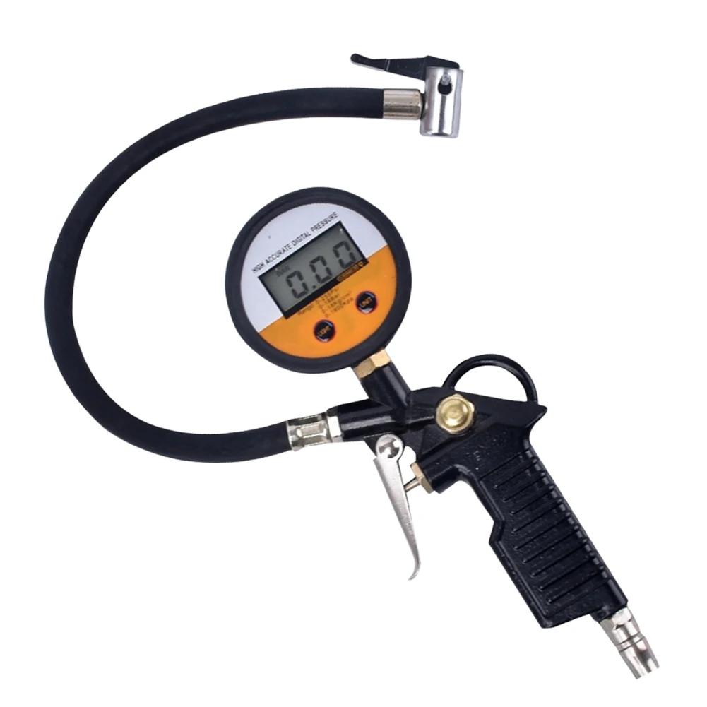 Digital Car Tire Air Pressure Inflator Gauge LED Display Car Tire Inflator Gun Air Line Clip-on Tyre Pump for Motorcycle Bicycle