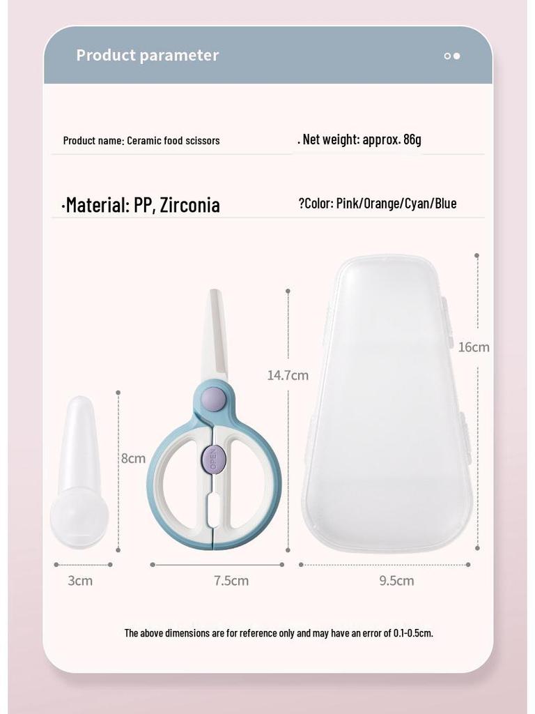 Portable Ceramic Scissors for Cutting Meats and Grinding Food - Ideal for Babies, Children, and Elderly Use During Steaming and Boiling