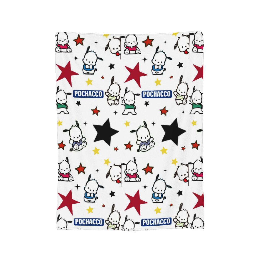 Pochacco Cute Blue Flannel Blanket Cartoon Dog Awesome Throw Blanket for Bed Sofa Couch 125*100cm Bedspreads,