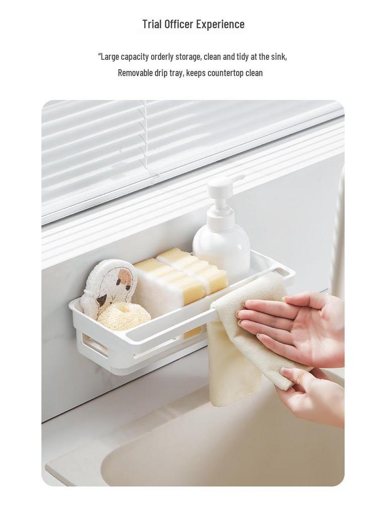 Punch-Free Kitchen Dishcloth & Soap Storage Rack