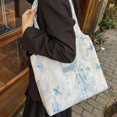 Duża torba Tote Damska torebka na ramię z nadrukiem motyli torba crossbody