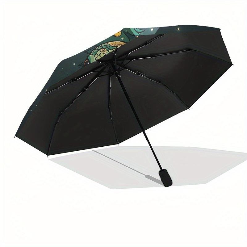 Snake Christmas Tree Theme 8 Bone Hand Automatic Folding Umbrella, Compact and Portable Design, A Perfect Gift for Birthday, Christmas or Bu