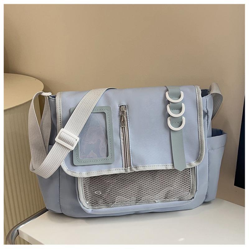 Nouveaux Sacs d'École Harajuku Japonais pour Filles Nouveau Sac Itabag Transparent Sac Bandoulière Sac Bandoulière Sac Ita Affichage de Badges DIY noir