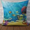 Colorful Underwater Marine Life Pillowcase Pattern Cushion Cover Suitable For Sofa Bedroom Car Pillow Cover