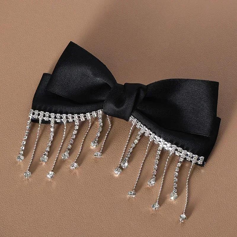 

Новые аксессуары для головных уборов, украшение для волос на голову, креативные женские подарки, красные стразы, кисточка, атласный бант, ложка, пружинная заколка для волос чёрный