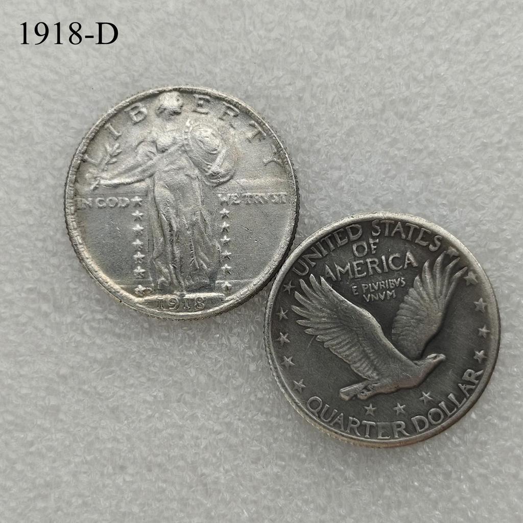 Antique American Liberty 25 Cents Coin, 1916-1930, Optional Brass or Silver Plated