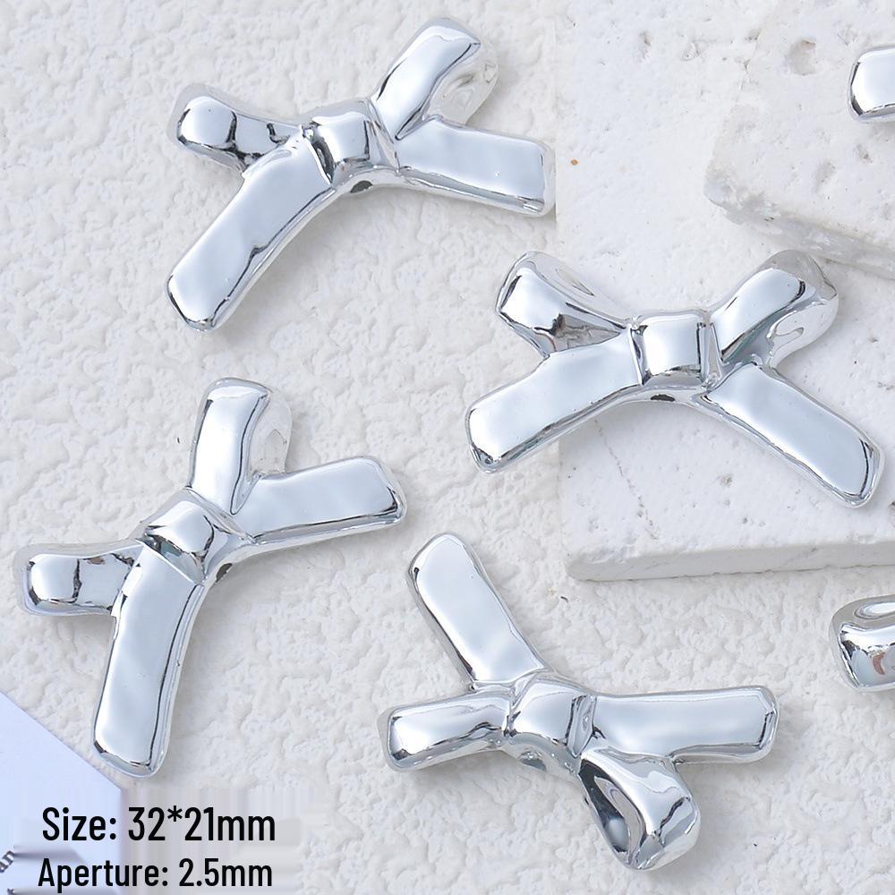 Silver-Plated Y2K Acrylic 3D Spacer Beads for DIY Jewelry Bracelets