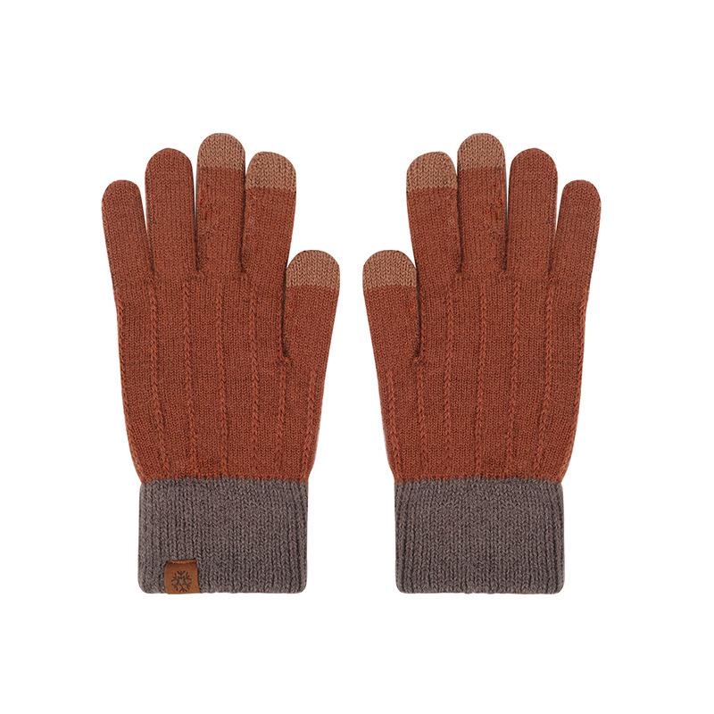 Kamelwolle Herbst und Winter Strickhandschuhe warme Damen Outdoor Samt Büro Lernen Radfahren Kalte Handschuhe