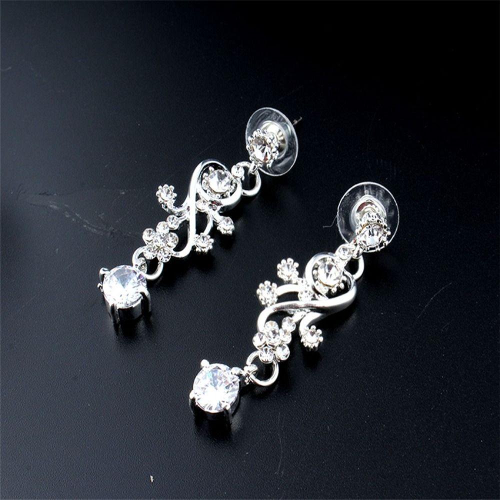 Rhinestone Bridal Jewelry Sets Shiny Necklace Earring Set  Valentine Day Gifts