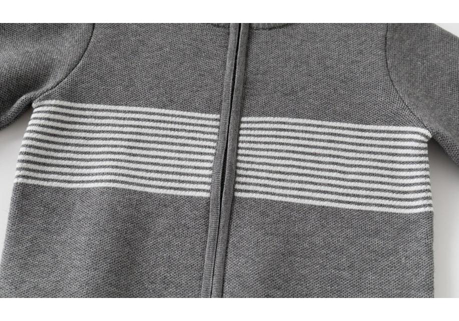 Sesame Base Boys' Fine Stripe Knit Zip-Up Cardigan Sweater for Small & Medium Children