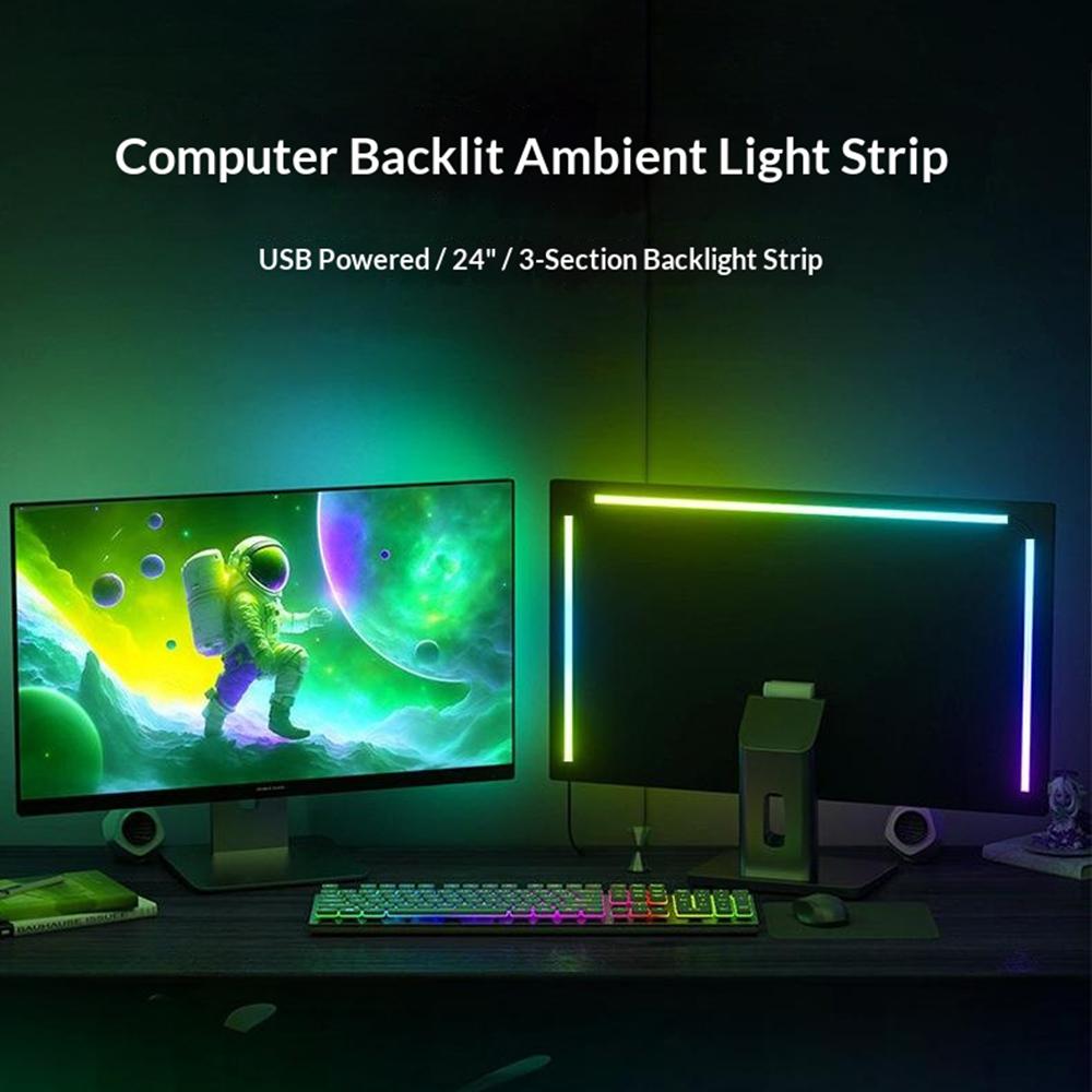 KBB-54A Single Wired Control 32 inch LED Gaming RGB Ambient Light Strip Silicone Flexible Stick-on Light for Computer