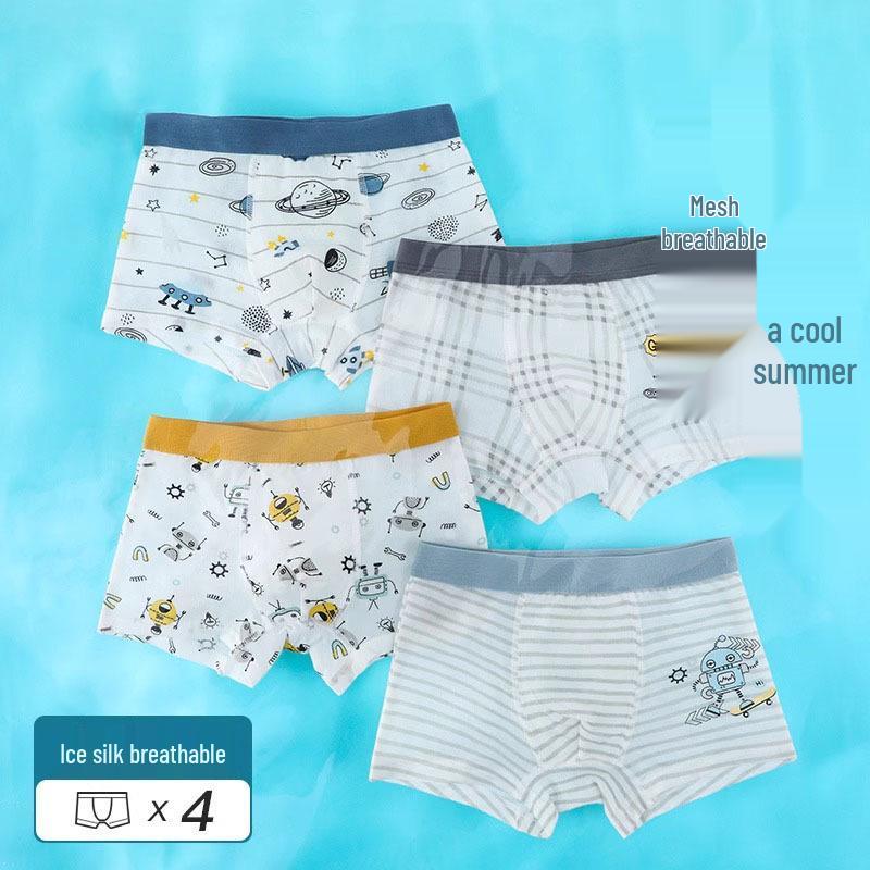 Boys' Summer Ice Silk Mesh Boxer Briefs