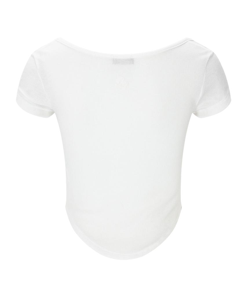 Peullijeunopallou Kaya Button Shirring Short Sleeve Top (Ivory)