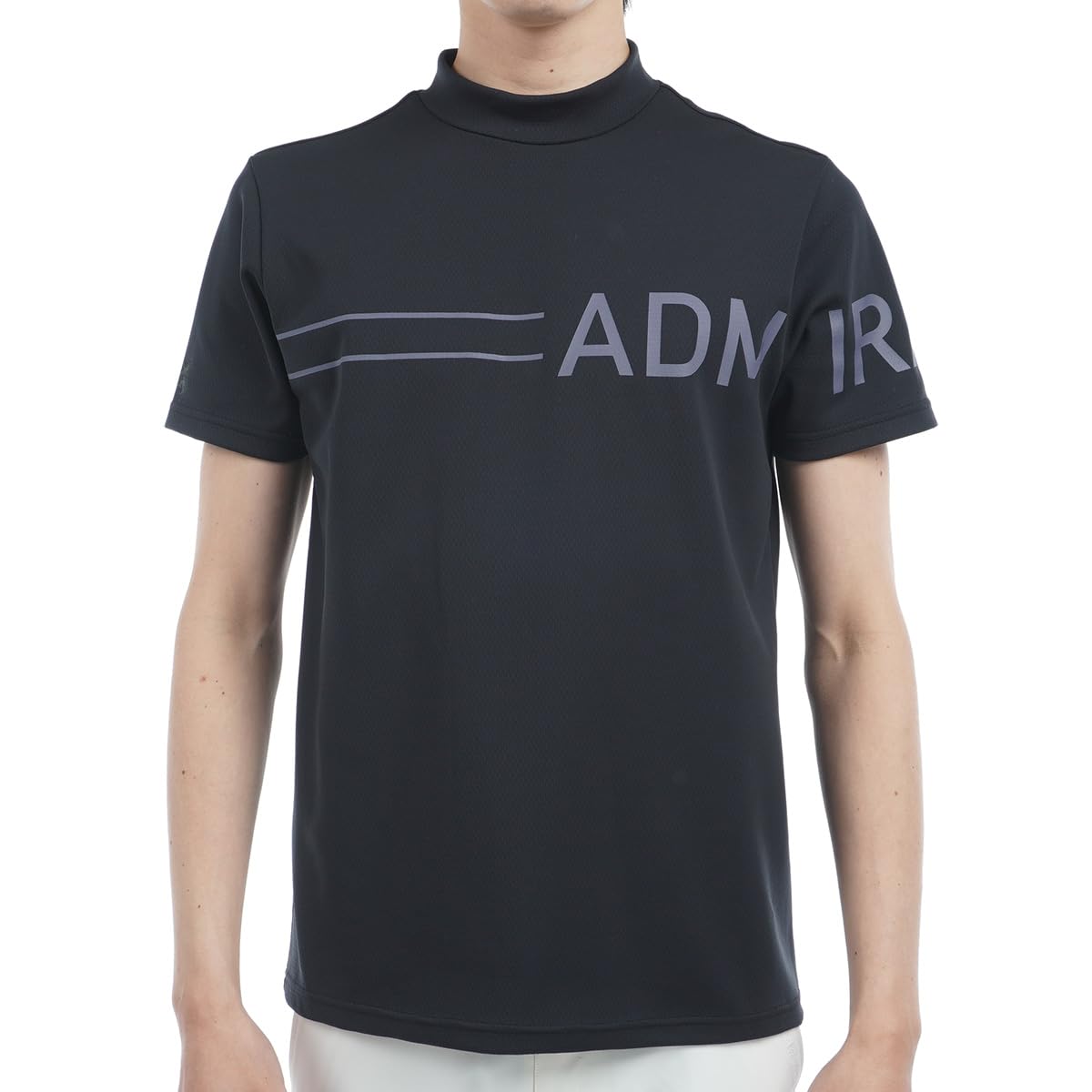 Мужская рубашка с воротником-стойкой Admiral Golf Classic CARAT с большим логотипом ADMA518 Черная