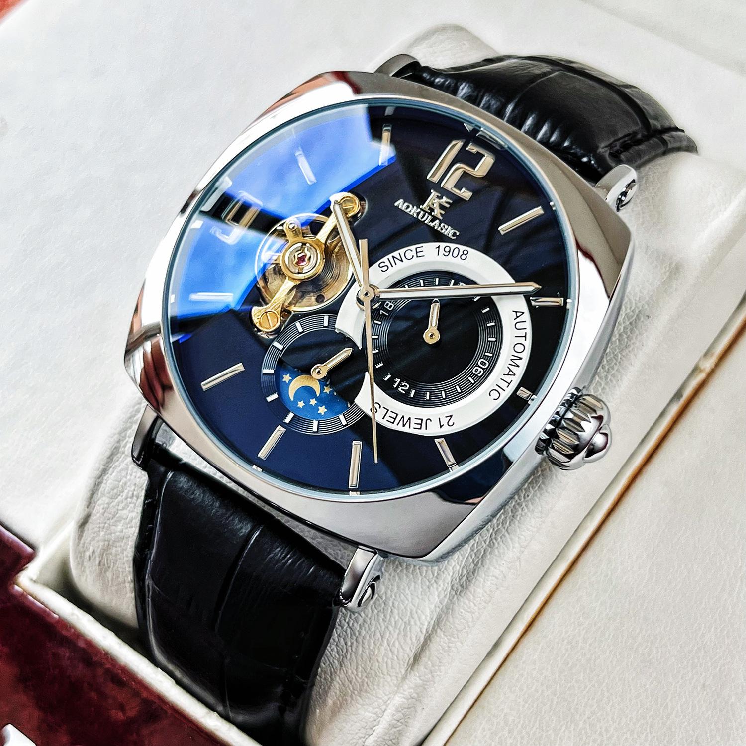 Ogulas Square Fully Automatic Mechanical Men S Watch Fashion Casual Men S Watch