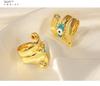 Women's 14K Gold Geometric Ring with Zirconia Devil's Eye for Index Finger - Trendy Spring Design